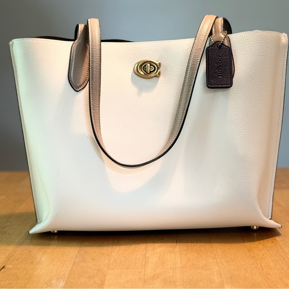 Coach Color-Block Leather Willow Tote.